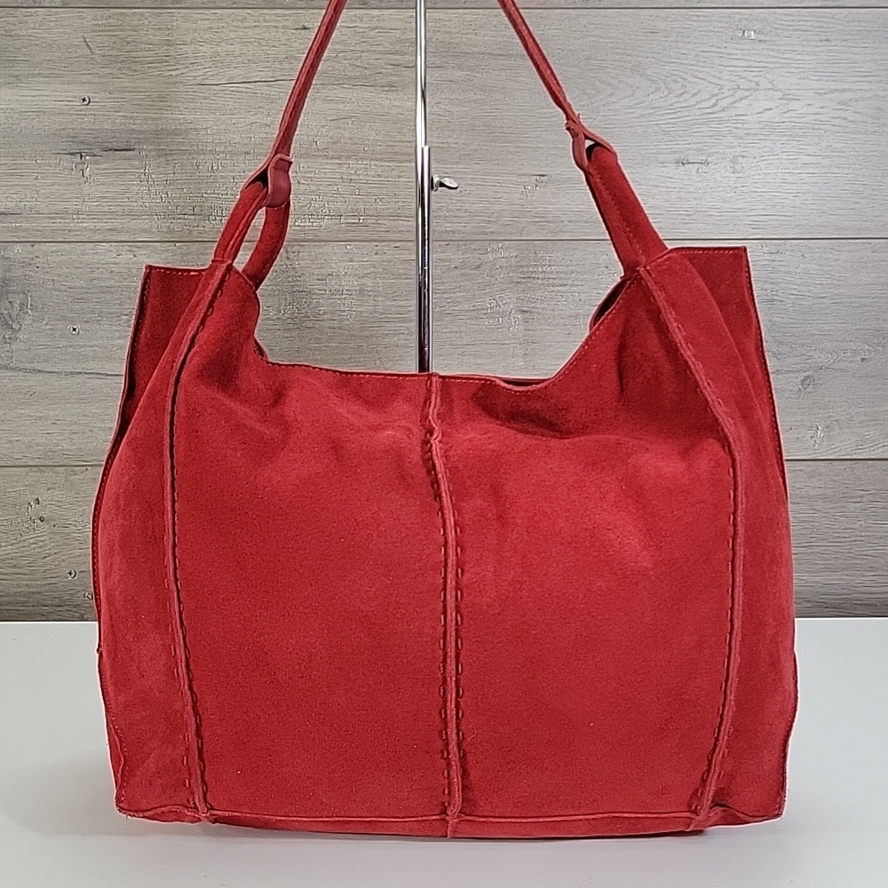 The Sak Los Feliz Red Suede Leather Tote Shoulder Bag - Picture 2 of 15
